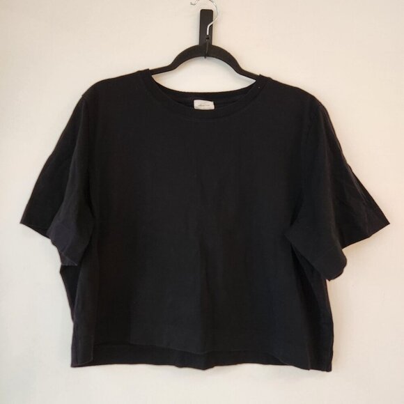Wilfred Free Black T-Shirt Boxy Cropped Tee Crop Top Basic Women's L - Picture 1 of 3